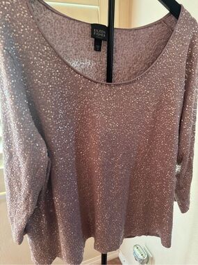 Eileen Fisher Dusty Rose Sequin Scoop Neck Sweater